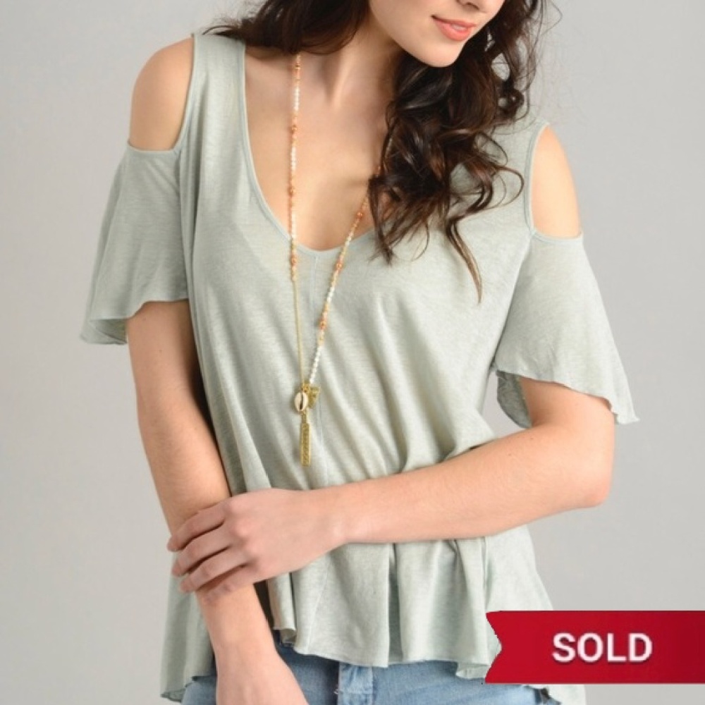 Super Soft Cold-Shoulder Top (Mint Green)